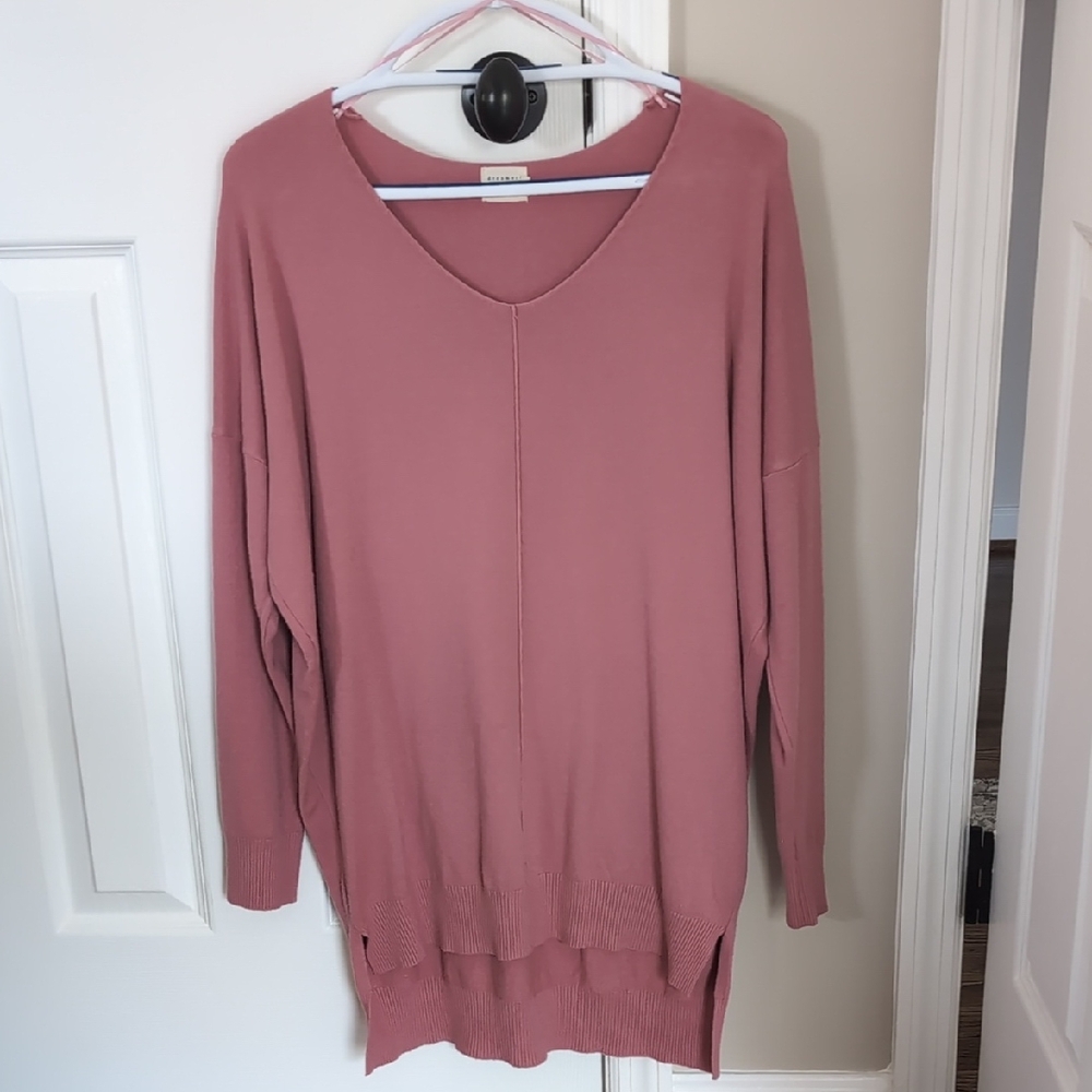 Dreamers By Debut Mauve Pink V-Neck Tunic Sweater Size M L